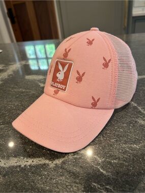 PLAYBOY Pink Mesh Trucker Cap with Bunny Patch